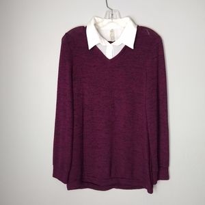 PerSeption Concepts White Collar Purple Sweater M